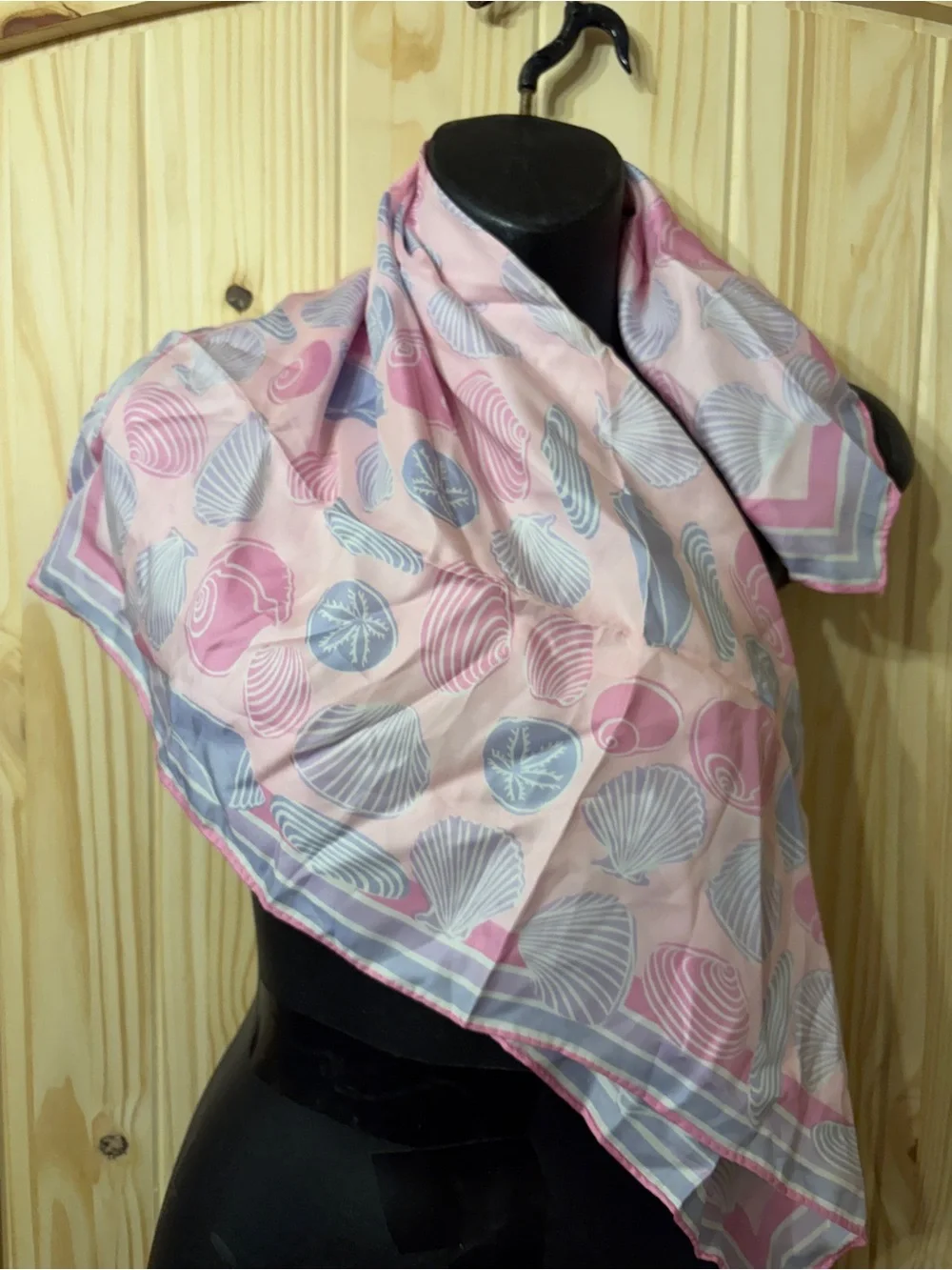 Vintage Vera Neumann Silk Blend Scarf Novelty Print Shells Ocean Beachy Summer